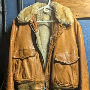 Share Vtg 70s Schott NYC A-2 Leather Flight Jacket Bomber Pilot I-S-674-M-S Fur